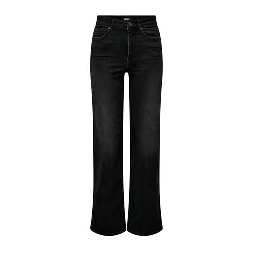 ONLY onlmadison blush hw wide dnm cro099 noos jeans, donna, nero (washed black), (l)w x 30l
