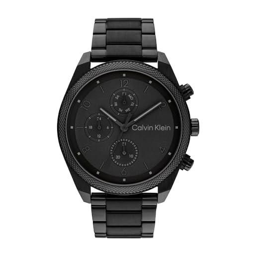 Calvin Klein orologio analogico multifunzione al quarzo da uomo collezione impact con cinturino in acciaio inossidabile nero - 25200359