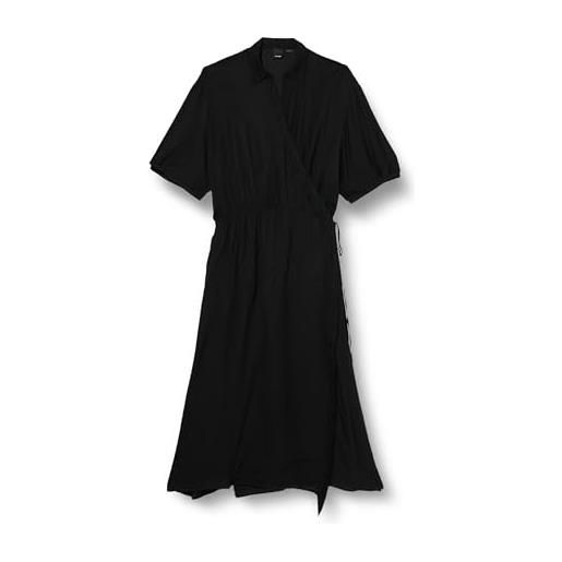 Pinko macbeth abito twill di viscosa con frange vestito da cocktail, z99_nero limousine, 48 donna