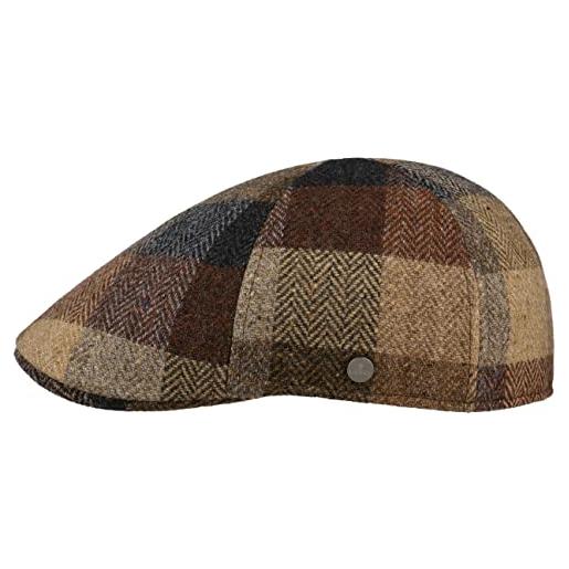LIERYS coppola dalcott virgin wool uomo - made in the eu cappellino lana cappello piatto berretto a quadri con visiera, fodera inverno autunno/inverno - m (56-57 cm) marrone