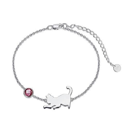 LONYOO Acciaio Inossidabile Bracciale a Lisca di Pesce Gatto Bangle Gioielli di Moda Bracciale in Oro 18K per Donna Ragazza Charms (Argento Placcato