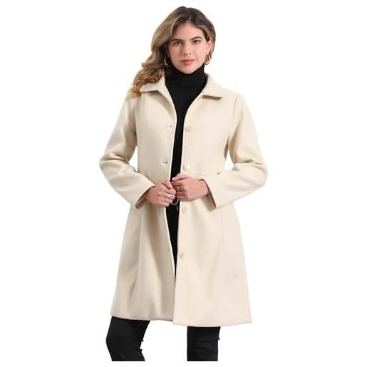 Allegra K donna cappotti con risvolto abbottonati monopetto manica lunga elegante cappotto da marinaio invernale beige m