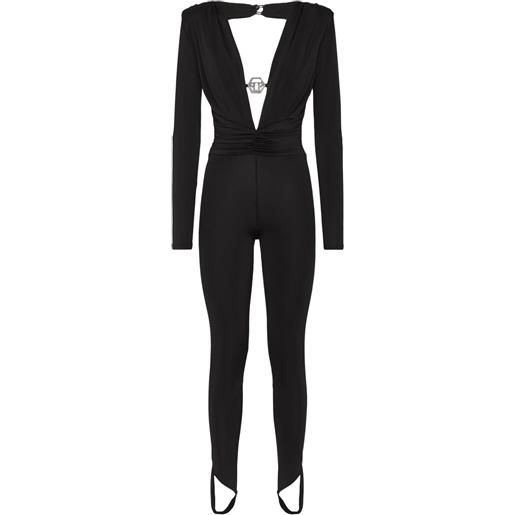 Philipp Plein tuta intera con spalline imbottite - nero