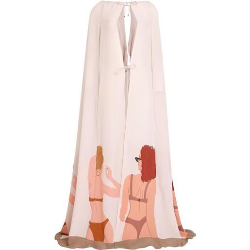 Amir Slama mantella con stampa - toni neutri