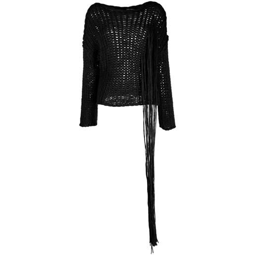 Isabel Benenato maglione con dettaglio macramé - nero