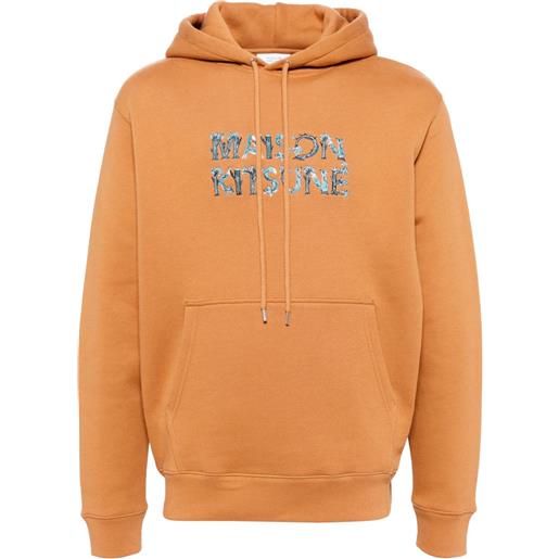 Maison Kitsuné felpa wooland alphabet comfort con cappuccio - arancione