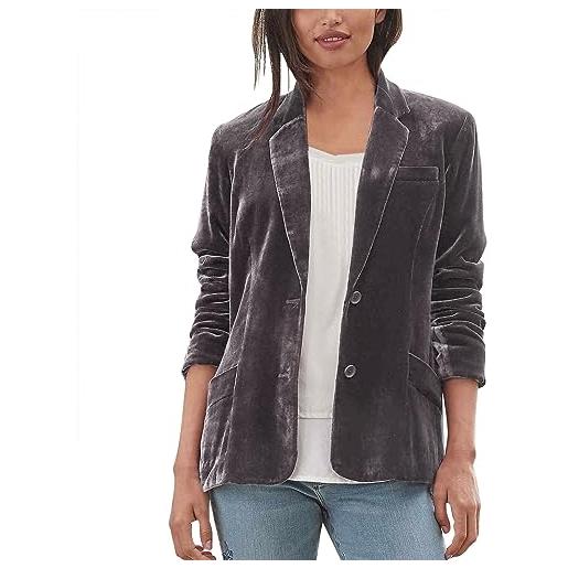 HANXIULIN giacca in velluto dorato da donna, blazer corto da lavoro, a quadri, a due pezzi, aderente, slim fit, con maniche a tunica, con bottoni, giacca da lavoro, giacca da lavoro, mantello, abito