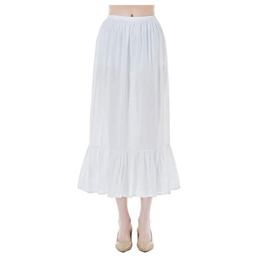 BEAUTELICATE sottogonna donna cotone lunga corta antistatico mezza gonna per donna con volant sottoveste vita elastica s-2xl (bianca - 85cm, m)