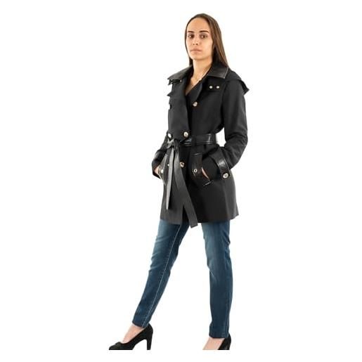 Morgan 242-gzima trench corto da donna, con cappuccio, colore: nero, taglia: 36, 40 women's