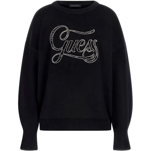 GUESS felpa girocollo logo strass laura donna