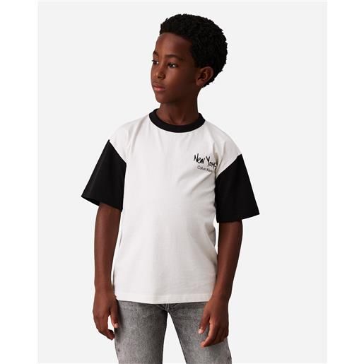 Calvin Klein Jeans color block jr - t-shirt - bianco