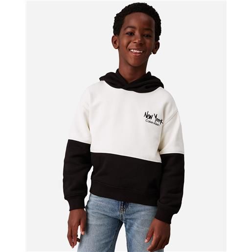 Calvin Klein Jeans color block jr - felpa - bianco