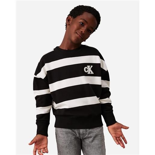 Calvin Klein Jeans striped jr - felpa - bianco
