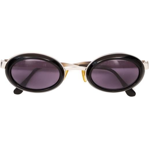 CHANEL Pre-Owned - occhiali da sole ovali anni '90 - donna - plastica/metallo - taglia unica - argento