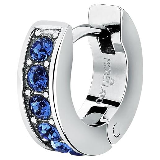 Morellato mono orecchino uomo in acciaio, cristalli, collezione motown, idea regalo uomo