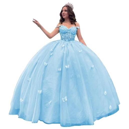 Yifanier abito stile quinceanera con scollo a cuore abito da ballo in tulle con pizzo abiti stile quinceanera con fiocco abito da ballo con spalle scoperte 15 16 mt010