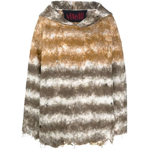 VITELLI felpa con cappuccio effetto vissuto - marrone