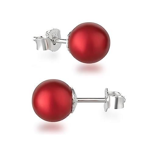 Orecchini Pendenti Donna Argento 925 Con Perle Swarovski 10mm - Made In Germany - 3