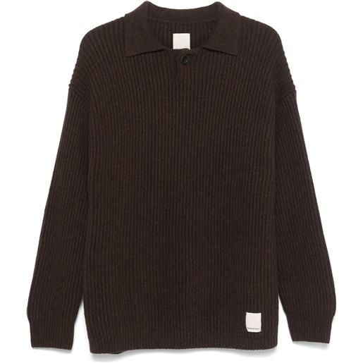 Emporio Armani polo in maglia fair isle - marrone