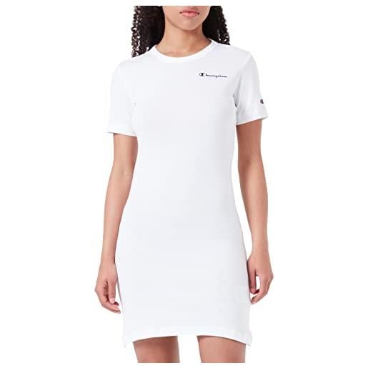 Champion legacy american classics soft cotton 1x1 rib small logo slim vestito, bianco, xs donna