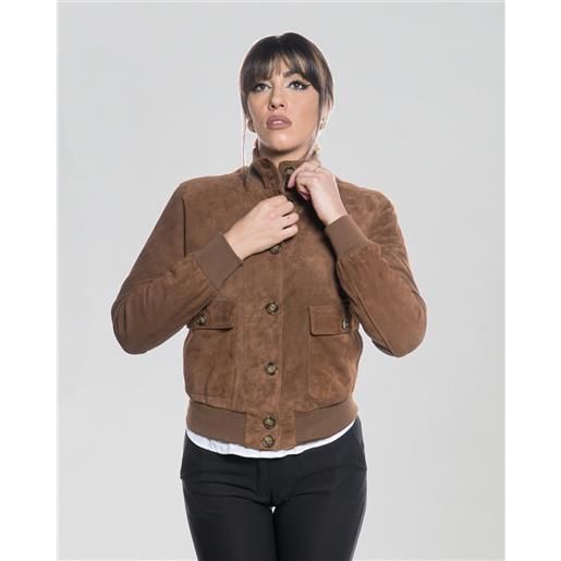 LeatherTrend.it polo bis - bomber donna cacao in vera pelle camoscio
