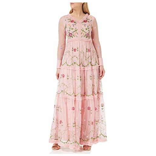 Frock and Frill abito ricamato floreale vestito per occasioni speciali, rosa, 44 donna
