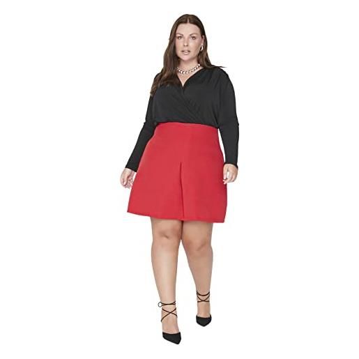 Trendyol damen mini a-linie plisseerock webstoff große größen in rock gonna-pantalone, red, 50 da donna