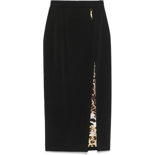 Roberto Cavalli gonna midi con spacco - nero