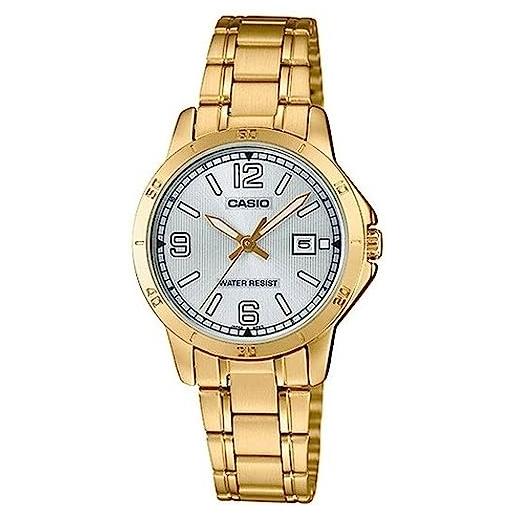 Casio orologio da polso da donna al quarzo classic cinturino in stainless steel gold cassa in brass display analogico white - ltp-v004g-7b2