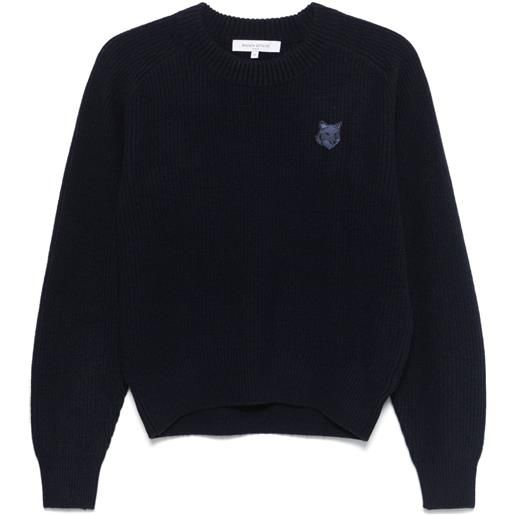 Maison Kitsuné maglione con applicazione bold fox head - blu