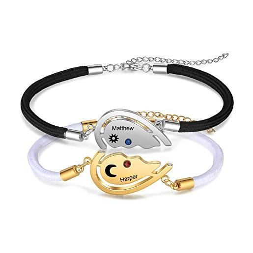 2 Pezzi Braccialetti Di Coppia In Acciaio Inossidabile - Foto 2