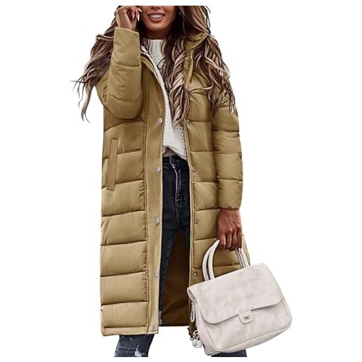 Vancavoo giubbotto donna invernale piumino lungo cappotto trapuntato in caldo giacca parka con cappuccio, bordeaux, m