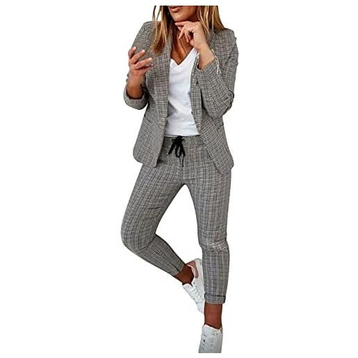 Generico completo tailleur donna offerte da cerimonia blazer a maniche lunghe con bottoni e pantaloni tute curvy formale autunno invernale 2 pezzi elegante casual abiti donne ufficio eleganti taglie forti