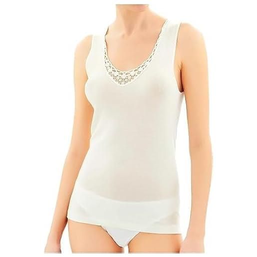 Generico emily donna lana cotone 3 pezzi spalla larga con pizzo canotta intima invernale art 1031 (bianco, xxl)