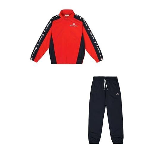 Champion legacy retro sport b (306863) -special polywarpknit semidull high-neck tuta sportiva, vermiglione/blu marino (crd/nny), 3-4 anni bambino
