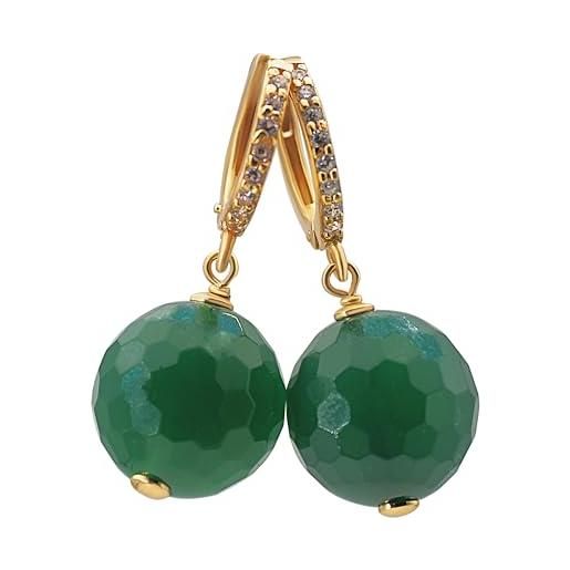 Orecchini In Madreperla, Cammeo, Agata Verde E Argento 925 - Orecchini