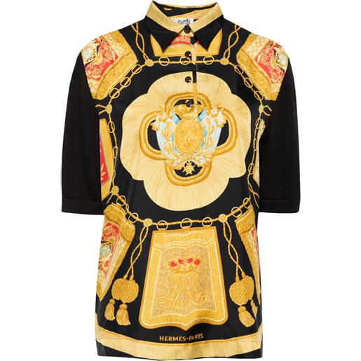 Hermès Pre-Owned - maglione a maniche corte anni '90-2000 - donna - seta - m - nero