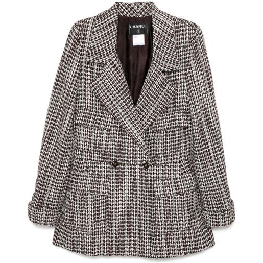 CHANEL Pre-Owned - giacca doppiopetto 2001 - donna - nylon/seta/vinylon (materiale sintetico)/cotone/rayon/lana - 38 - nero