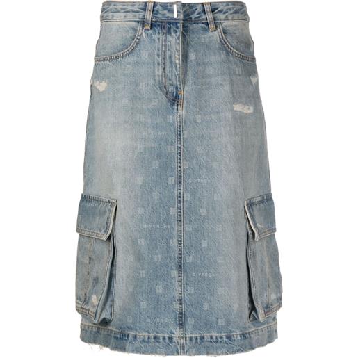 Givenchy gonna denim con stampa monogramma - blu