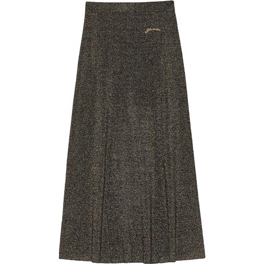 GANNI gonna lunga con ricamo logo - grigio