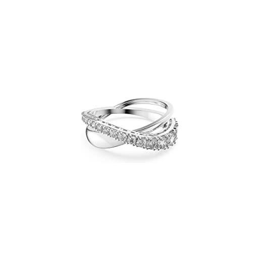 Swarovski anello twist, taglio round, bianco, placcato rodio