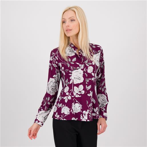 Mama m'ama camicia fantasia rose a maniche lunghe in mussola di viscosa