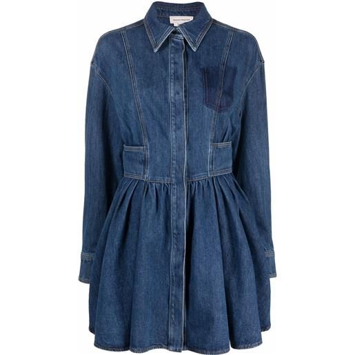 Alexander McQueen chemisier denim svasato - blu