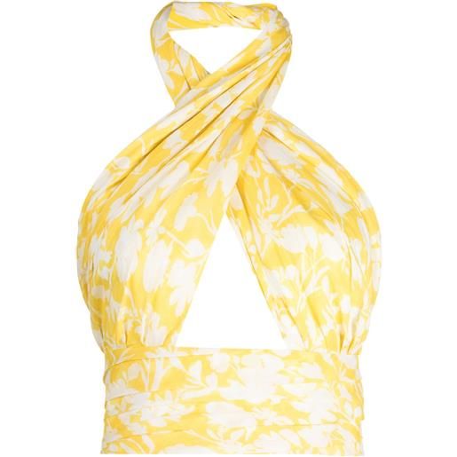 Bambah top catania a fiori crop - giallo