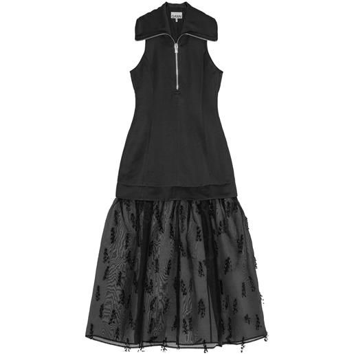 GANNI abito midi con design a strati - nero