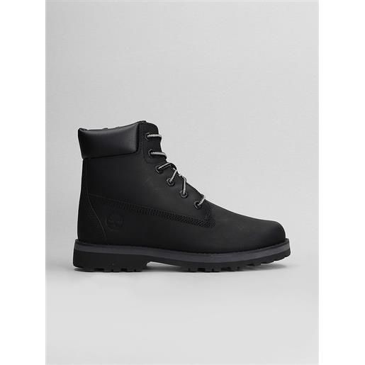 Timberland Kids anfibi courma mid lace boot in nabuk nero