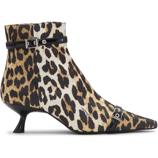 GANNI stivaletti con stampa leopardata - marrone