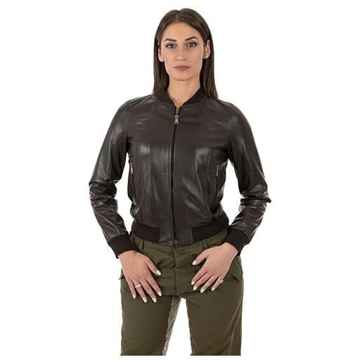 Borghese - Pelletteria Artigianale pelletterie borghese | bomber da donna in pelle | giubbotto | vera pelle | made in italy | artigianale | bomberino (it, numero, 42, regular, regular, moro)