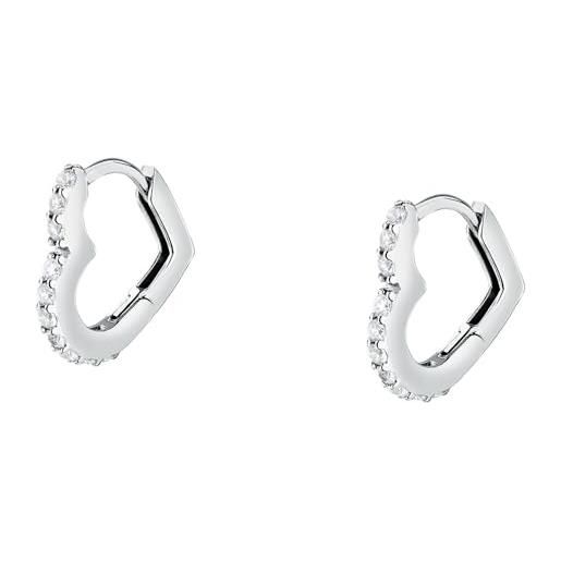 Morellato orecchini a cerchio donna in argento 925 riciclato, collezione tesori, a forma di cuore - saiw255, argento riciclato 925