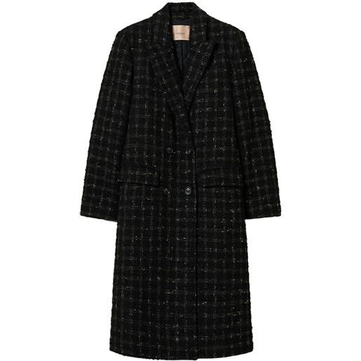 TWINSET cappotto bouclé a quadri - nero